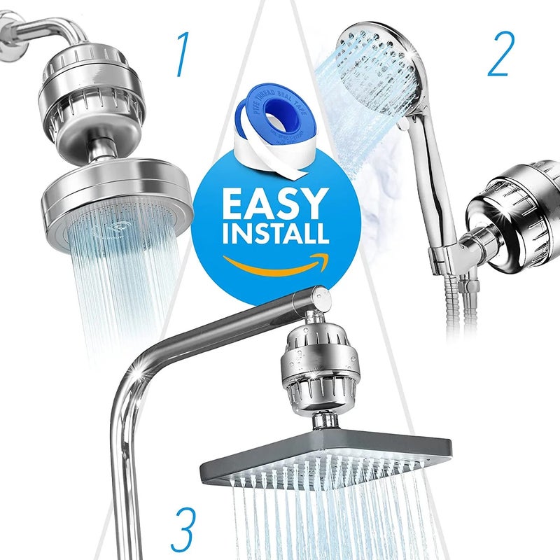 Bluejw Best Selling 15-20 Stage Shower Head Filter - High Output Water Softener for Hard Water + Free Filtered Shower Head - Image 5